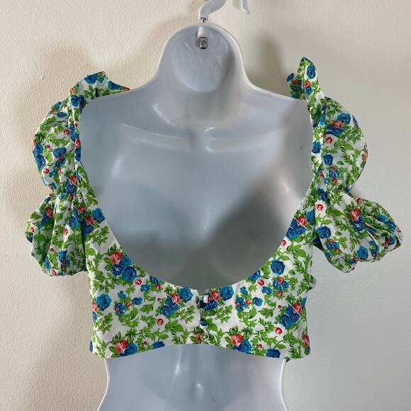 House of Sunny Two Piece Set Women 4 Floral Ruffle Bow Smocked Retro Hot Pants - Picture 7 of 16